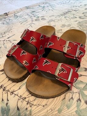 Atlanta Falcons Red Double-Buckle Women's Slide Sandals